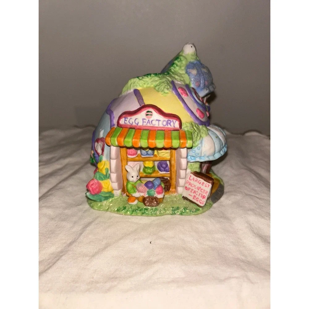 Hoppy Hollow 2004 Easter Village Egg Factory Bunny Figurine Pastel Decor